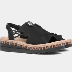 Antistress Womens Black Sandal*Rieker New
