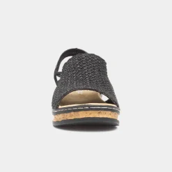 Antistress Womens Black Open Toe Sandal*Rieker Discount