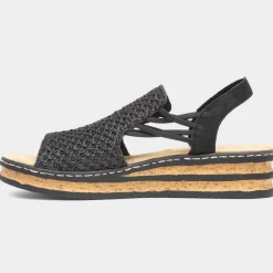 Antistress Womens Black Open Toe Sandal*Rieker Discount