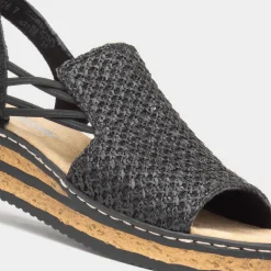 Antistress Womens Black Open Toe Sandal*Rieker Discount