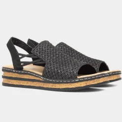 Antistress Womens Black Open Toe Sandal*Rieker Discount