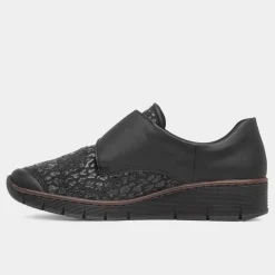 Antistress Womens Black Leopard Print Shoes*Rieker Discount