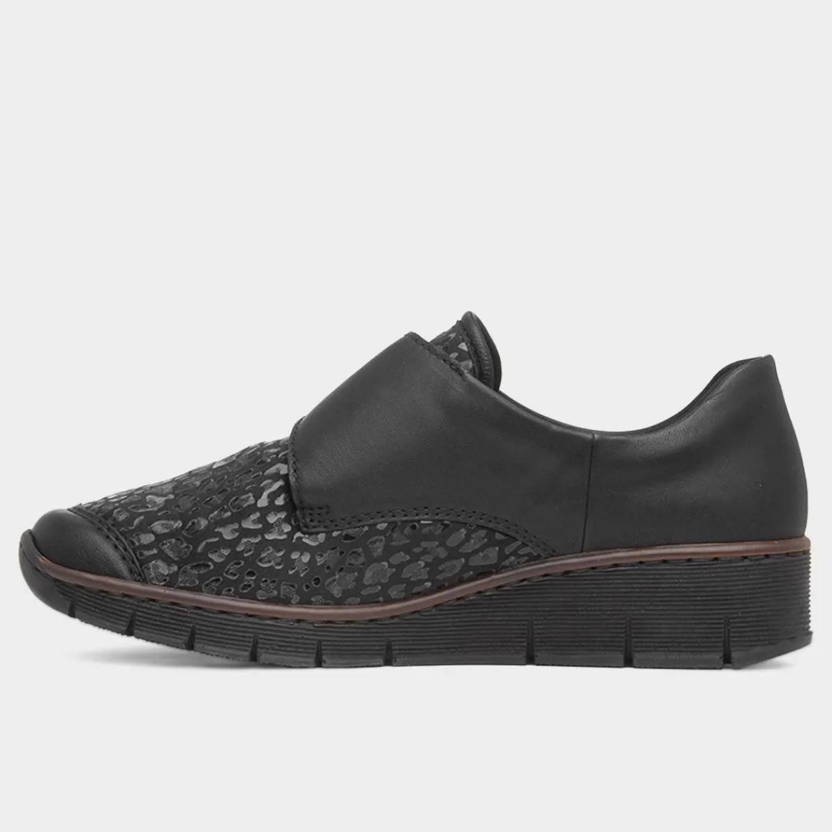 Antistress Womens Black Leopard Print Shoes*Rieker Discount