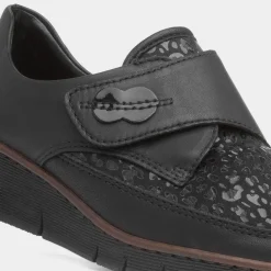 Antistress Womens Black Leopard Print Shoes*Rieker Discount