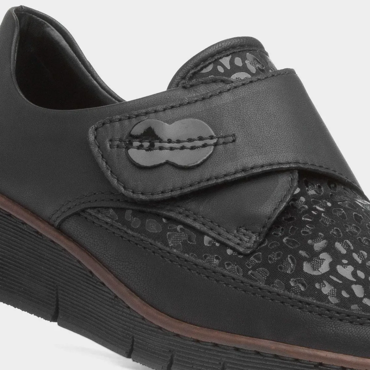 Antistress Womens Black Leopard Print Shoes*Rieker Discount