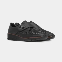 Antistress Womens Black Leopard Print Shoes*Rieker Discount