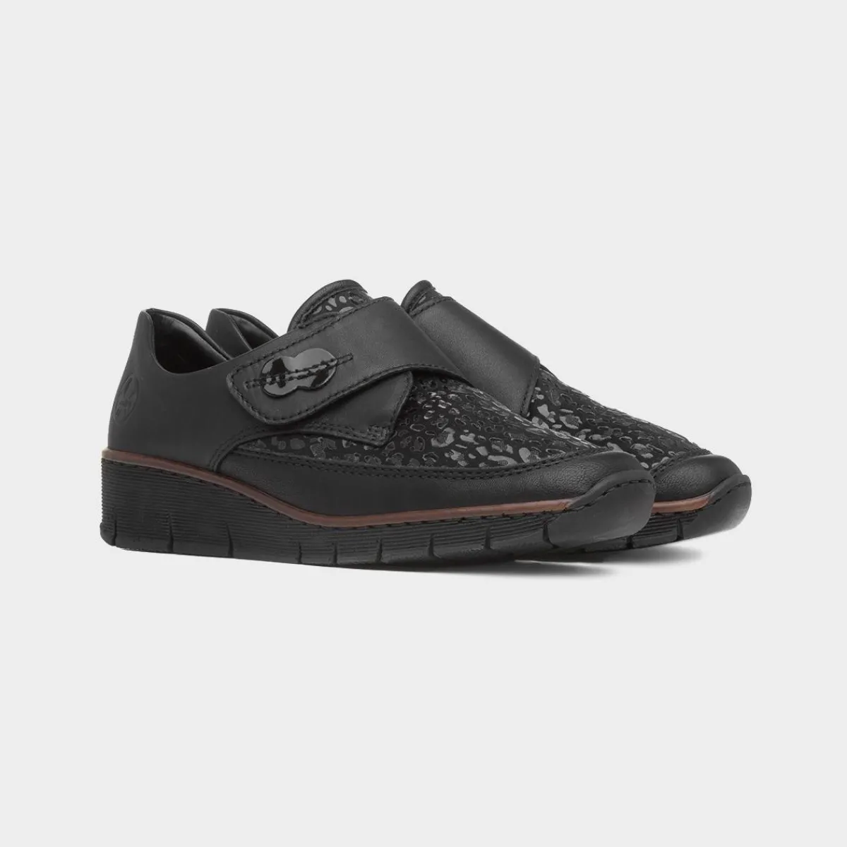 Antistress Womens Black Leopard Print Shoes*Rieker Discount
