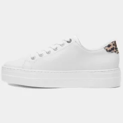 Womens White Leather Leopard Print Shoe*Rieker Outlet