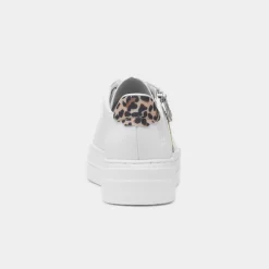 Womens White Leather Leopard Print Shoe*Rieker Outlet