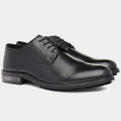 Albert Mens Black Leather Lace Shoe*Silver Street Outlet