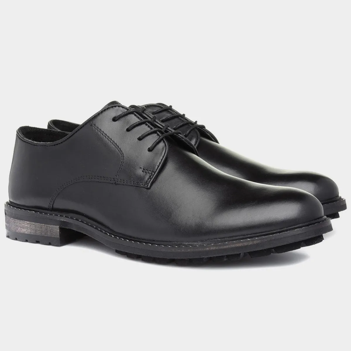 Albert Mens Black Leather Lace Shoe*Silver Street Outlet