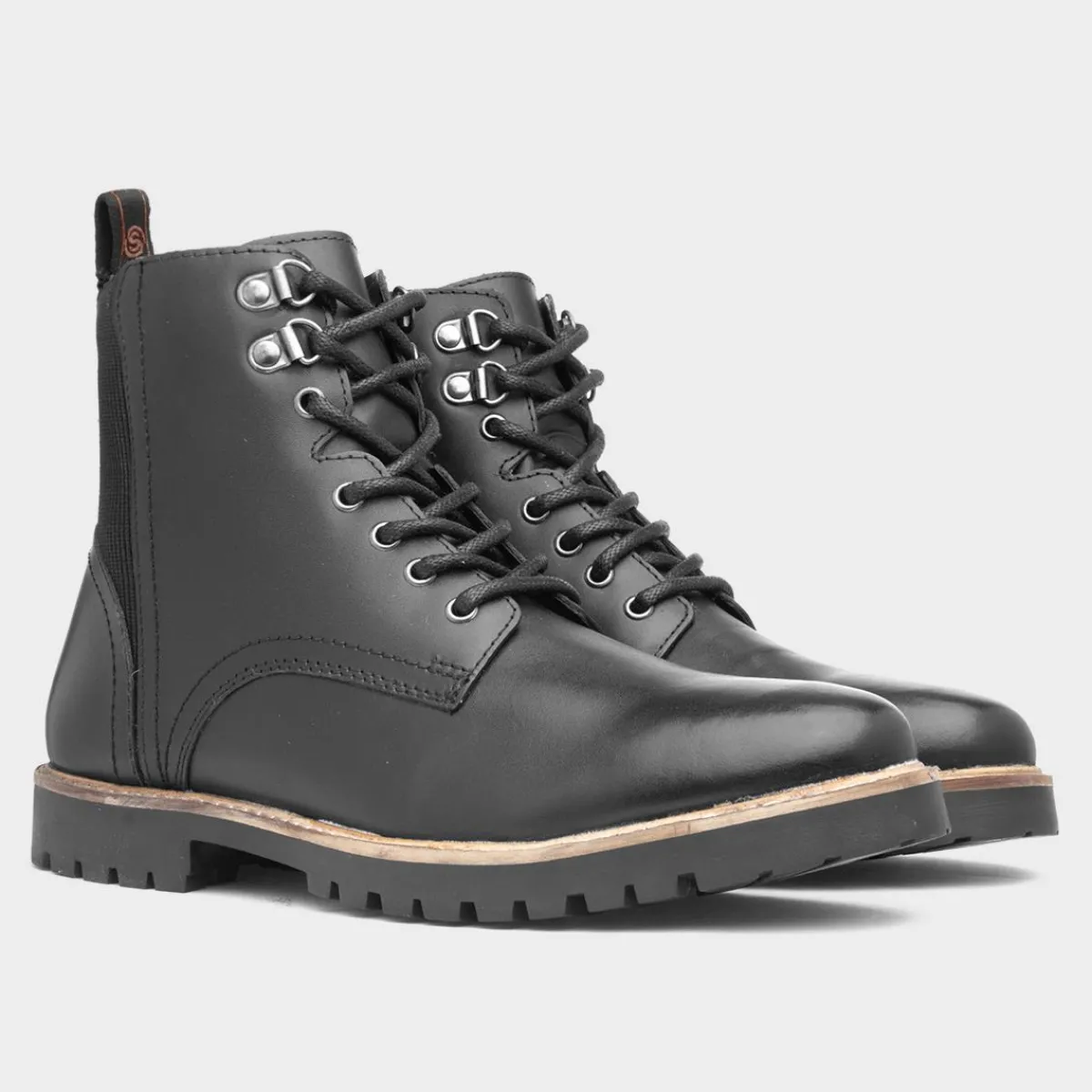 Manchester Mens Black Lace Up Boot*Silver Street Outlet