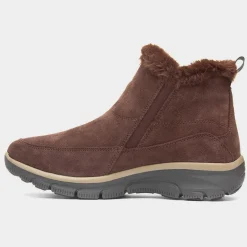Easy Going Cool Zip Womens Brown Boot*Skechers Discount