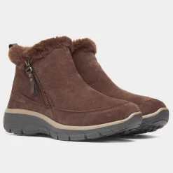 Easy Going Cool Zip Womens Brown Boot*Skechers Discount