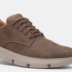 Slip Ins Garza Mens Brown Leather Shoe*Skechers Clearance