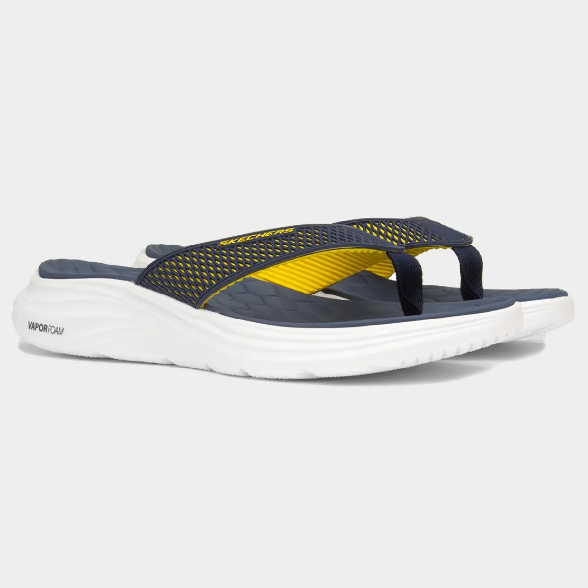Vapor Foam Mens Navy & Yellow Flip Flop*Skechers Fashion