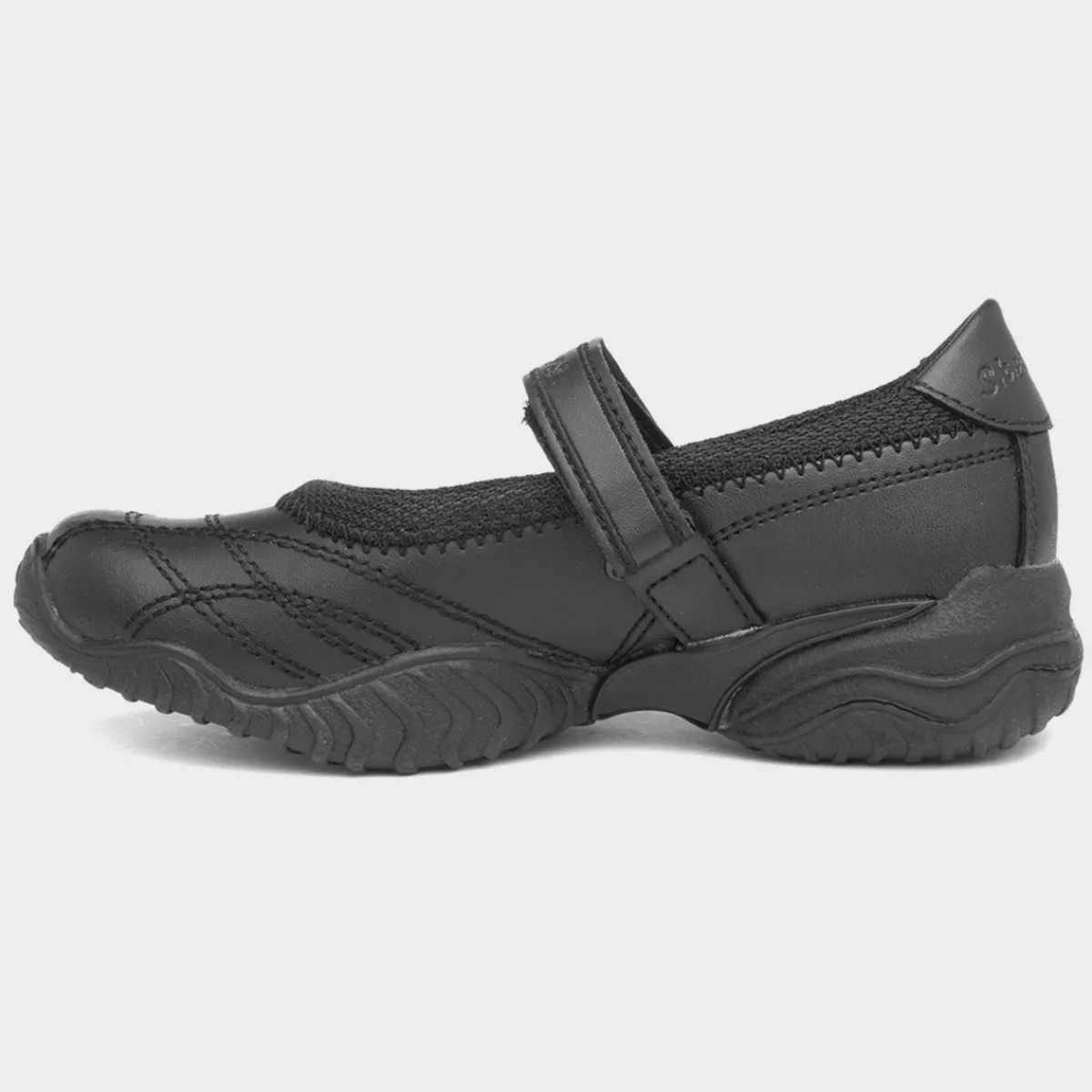 Velocity Pouty Girls Black Leather Shoe*Skechers Discount