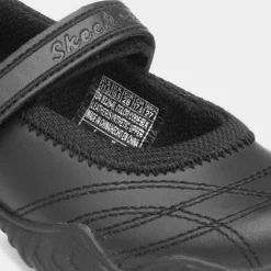 Velocity Pouty Girls Black Leather Shoe*Skechers Discount