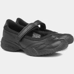Velocity Pouty Girls Black Leather Shoe*Skechers Discount