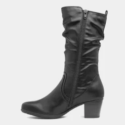 Womens Black Heeled Calf Boot*Soft Line New