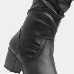 Womens Black Heeled Calf Boot*Soft Line New