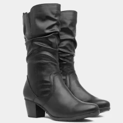 Womens Black Heeled Calf Boot*Soft Line New