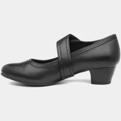 Womens Black Heeled Bar Shoe*Soft Line Hot