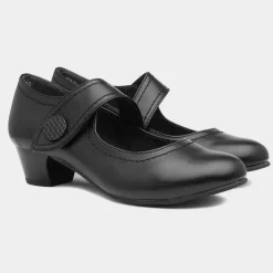 Womens Black Heeled Bar Shoe*Soft Line Hot