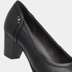 Womens Heeled Black Court Shoe*Soft Line Best