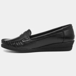 Delia Womens Black Moccasin Loafer Shoe*Softlites New