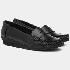 Delia Womens Black Moccasin Loafer Shoe*Softlites New