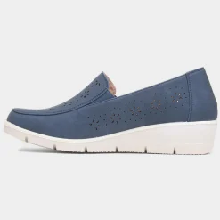 Della Womens Navy Casual Loafer Shoe*Softlites Clearance
