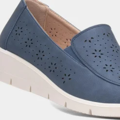 Della Womens Navy Casual Loafer Shoe*Softlites Clearance