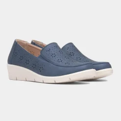 Della Womens Navy Casual Loafer Shoe*Softlites Clearance