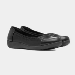 Devin Womens Black Flat Shoe*Softlites Discount