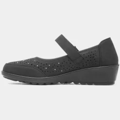 Dorit Womens Black Easy Fasten Shoe*Softlites Online