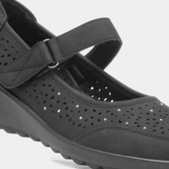 Dorit Womens Black Easy Fasten Shoe*Softlites Online