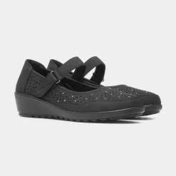 Dorit Womens Black Easy Fasten Shoe*Softlites Online
