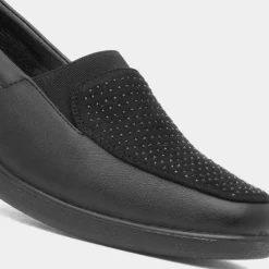 Dottie Womens Black Wedge Diamante Shoe*Softlites Sale