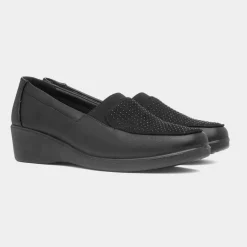 Dottie Womens Black Wedge Diamante Shoe*Softlites Sale