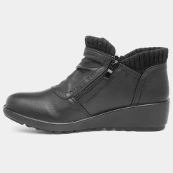 Jan Womens Black Wedge Ankle Boot*Softlites Discount