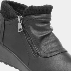 Jan Womens Black Wedge Ankle Boot*Softlites Discount
