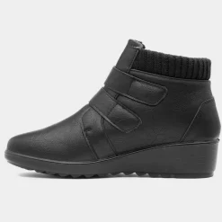 Janet Womens Black Easy Fasten Boot*Softlites New