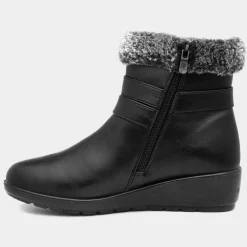 Julia Womens Black Faux Fur Ankle Boot*Softlites Sale