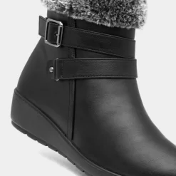 Julia Womens Black Faux Fur Ankle Boot*Softlites Sale
