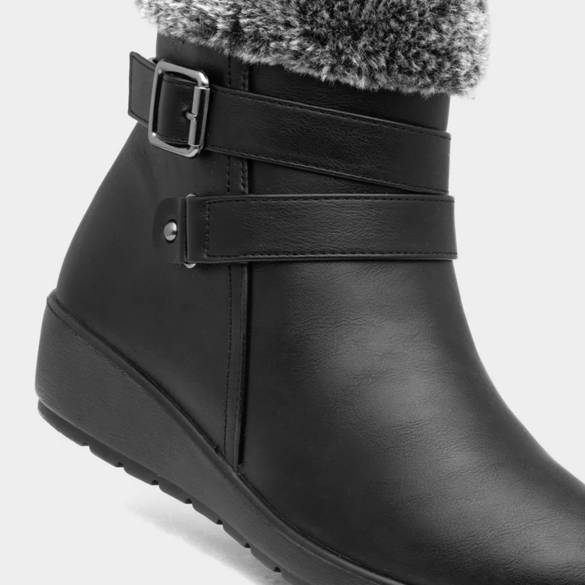Julia Womens Black Faux Fur Ankle Boot*Softlites Sale
