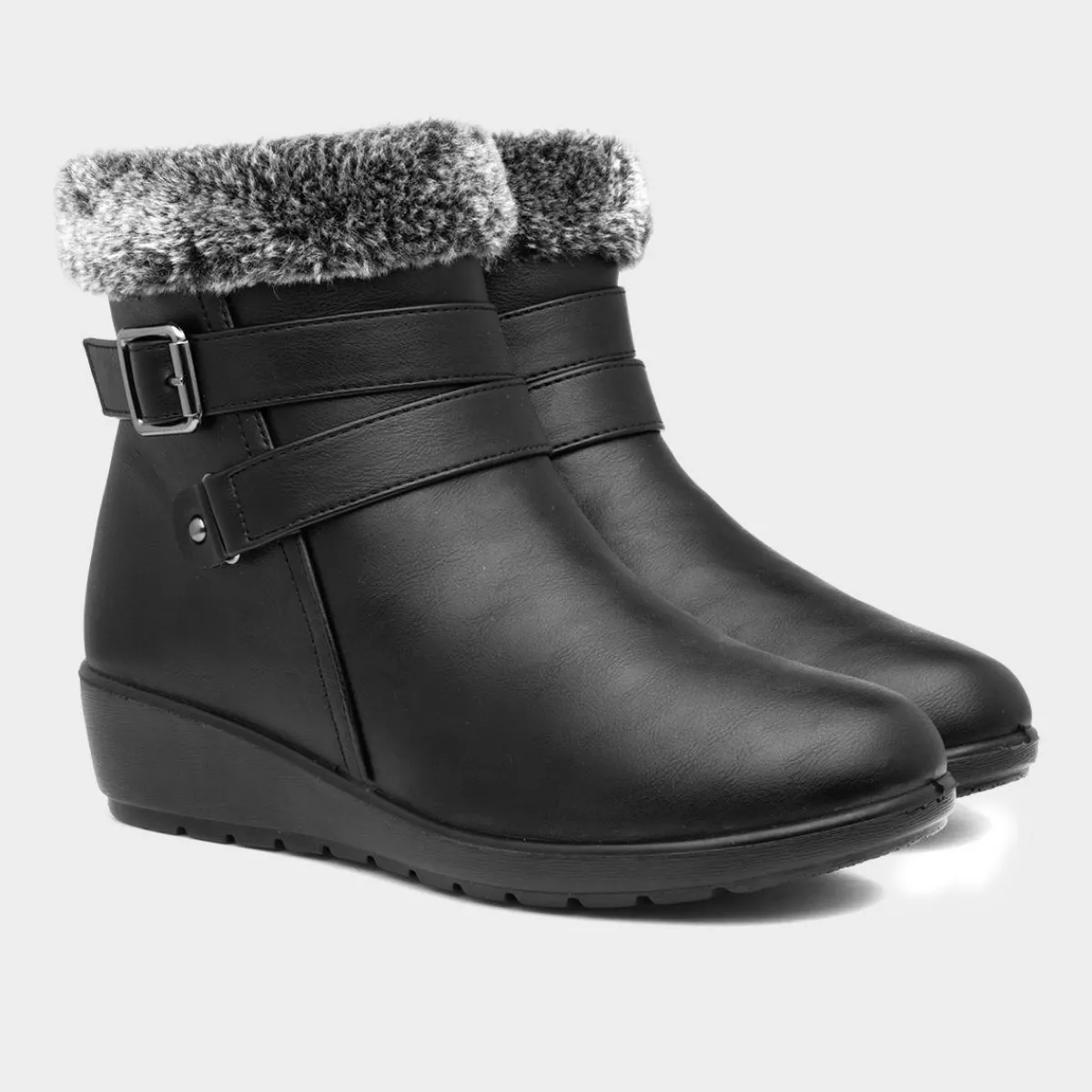 Julia Womens Black Faux Fur Ankle Boot*Softlites Sale