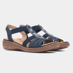 Selina Womens Navy Sandal*Softlites Online