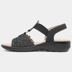 Serenity Womens Black Diamante Sandal*Softlites New
