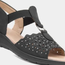 Serenity Womens Black Diamante Sandal*Softlites New
